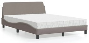 vidaXL Pat cu saltea, gri taupe, 120x200 cm, textil