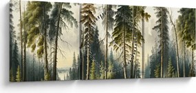 Tablou - Peisaj de epocă de păduri (cu ceas) (90x30 cm)
