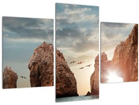 Tablou - Apus de soare peste stânci (90x60 cm)