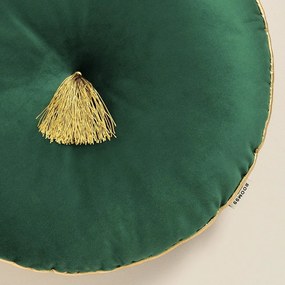 Pernă decorativă rotundă din velur verde Chic