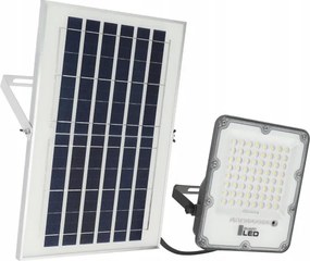 Proiector solar LED reglabil, 50 W, 3,2 V, 5000 K, 6000 mAh, IP65, negru + telecomandă