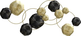 HOMCOM Decorațiune de perete din metal în formă de frunză de lotus, design unic cu discuri multiple, 84 x 35 cm, auriu și negru | Aosom Romania