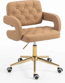 HR8403K Scaun Caramel Piele Ecologica Premium Soft cu Bază Aurie