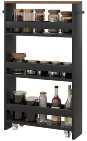 HOMCOM Cărucior de depozitare pe roți 3 nivele de depozitare și mâner, dim. 51,5l x 13l x 80H cm | Aosom Romania