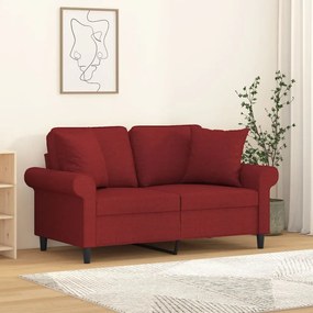 3153239 vidaXL Canapea cu 2 locuri cu perne&pernuțe roșu vin 120 cm textil