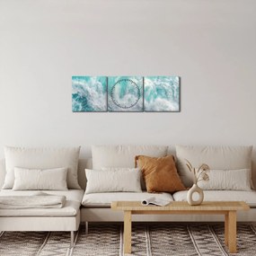 Tablou - Vedere a valurilor oceanului (cu ceas) (90x30 cm)
