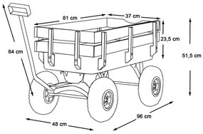 Carucior metalic de gradina-capacitate de incarcare 150 kg
