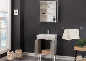 Set Mobilier Baie Salda 60, Include Baza Lavoar, Lavoar și Oglinda, 60 cm, Alb