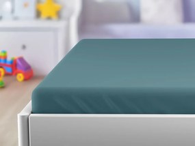 Cearceaf jersey pentru patut copii verde inchis 70 x 140 cm