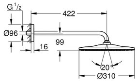 GROHE 26558000 - Set cu cap de duș RAINSHOWER MONO 310, Ø 422 mm, crom lucios