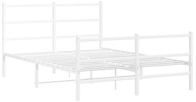 355431 vidaXL Cadru pat metalic cu tăblie de cap/picioare , alb, 135x190 cm