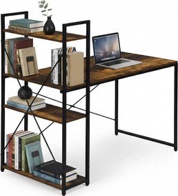 Birou de scris cu raft LOFTY 120x60 cm, negru / maro rustic