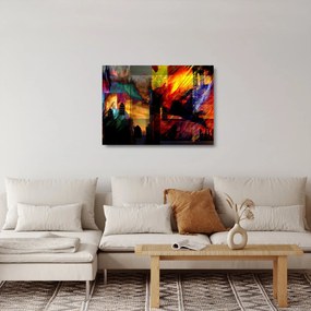 Tablou pe sticlă - Oraș colorat, abstracție (70x50 cm)