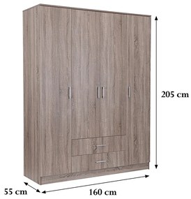 Dulap Miami 160x205 cm stejar York-stejar York