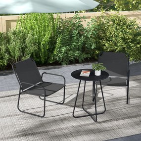 Outsunny Set de gradina 3 piese, salon de gradina, 2 scaune 1 masa rotunda, otel si tesatura mesh, gri | Aosom Romania