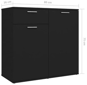 Servanta, negru, 160x36x75 cm, PAL 1, Negru, 160 x 36 x 75 cm