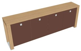 Dulap mic Verno+ 260 x 46 x 90 cm, uși de sticlă, stejar deschis / maro