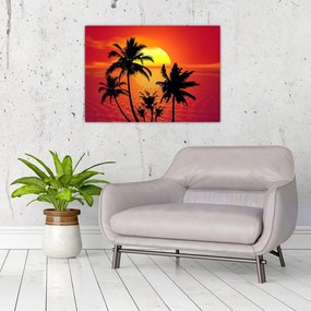 Tablou - Silueta insulei cu palmieri (70x50 cm)