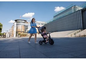 Tricicletă pentru copii 3 în 1 QPlay RITO STAR gri deschis