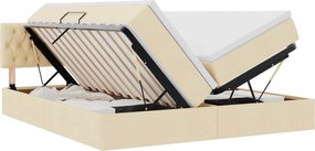 vidaXL Pat cu storage cu saltea Creme 200 x 200 cm Piele artificială