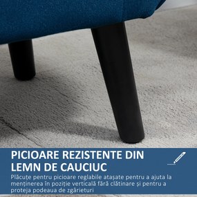 Banca Depozitare Capitonata HOMCOM, Banca Capatul patului din Tesatura Catifelata cu Cotiere, 118x42x66cm, Albastru inchis | Aosom Romania