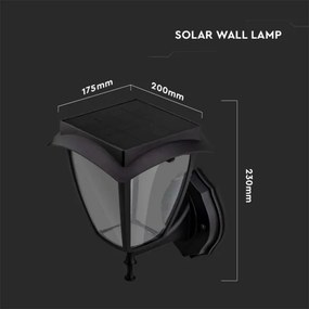 Lampă solară de perete LED/2W/3,7V 3000/6000K IP65 2200 mAh neagră