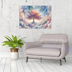 Tablou pe sticlă – Arborele vieții printre nori (70x50 cm)