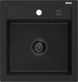 Mexen Vito chiuvetă de bucătărie granit 1-cu o cuvă 520 x 490 mm, negru, sifon negru - 6503521000-77-B