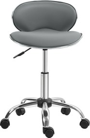 HOMCOM Taburet cu roți, taburet de lucru cu înălțime reglabilă 44-56 cm și spătar, pivotant 360°, gri | Aosom Romania