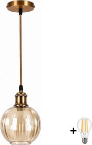 BRILAGI -LED lustra pe cablu RETRO GLASS 1xE27/60W/230V Ø 18 cm auriu/maro fumuriu