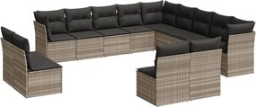 vidaXL Set canapele de grădină cu perne, 13piese gri deschis poliratan