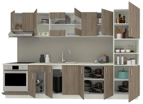 Set Bucatarie Karo V30, Stejar Sonoma Inchis/Alb, Blat Thermo 28 mm, L 320 cm