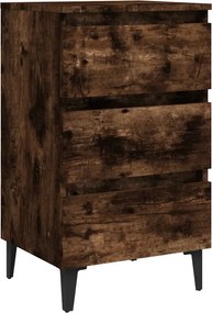 vidaXL Noptieră cu picioare din metal, stejar afumat, 40x35x69 cm