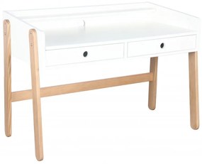 Birou copii din MDF/pin alb cu 2 sertare, 110x55x75 cm