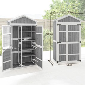 Outsunny Dulap de grădină Adăpost de grădină impermeabil cu acoperiș din metal Uși duble pentru unelte de grădină 105x55x179cm Gri | Aosom Romania
