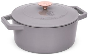 Oală din fontă emailată cu capac 24 cm, 4.35 L Berlinger Haus Taupe Collection BH 6525, distribuție termică excelentă, potrivită cuptor/plite