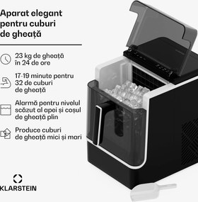 Klarstein Ice Lux aparat de făcut gheață, din oțel inoxidabil, 23 kg/24 h, auto-curățare.