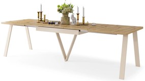 Mazzoni AVERY Stejar Artisan/picioare bej (sampanie) - MASĂ DE LOFT/INDUSTRIALĂ PENTRU SALON/SUFRAGERIE EXTENSIBILĂ - 2 MĂRIMI!
