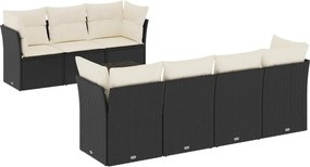 vidaXL Set mobilier de grădină cu perne, 8 piese, negru, poliratan
