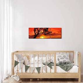 Tablou - Apus de soare (cu ceas) (90x30 cm)