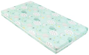 Saltea cu husa detasabila KikkaBoo Fantasia Plus 120x60x8cm Clouds Mint