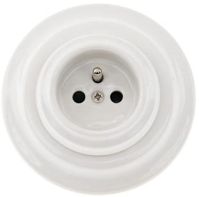 Bohemia-Design - Priză retro din porțelan pentru uz casnic, cu ramă, 250V/16A, albă
