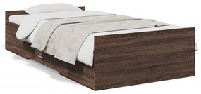 3280341 vidaXL Cadru de pat cu sertare, stejar maro, 90x200 cm lemn prelucrat