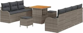 vidaXL Set de canapele pentru grădină cu pernă cu pernă 10 pcs Gri