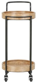 Raft organizator cu roti, din metal si MDF, 2 rafturi, Trolley