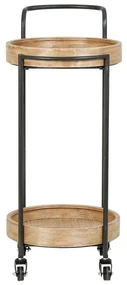 Raft organizator cu roti, din metal si MDF, 2 rafturi, Trolley