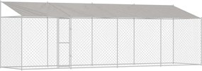 vidaXL Cușcă pentru câini cu acoperiș Argintiu 800 x 200 x 256 cm
