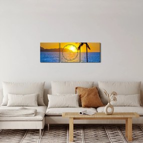 Tablou - Apus de soare deasupra mării (cu ceas) (90x30 cm)