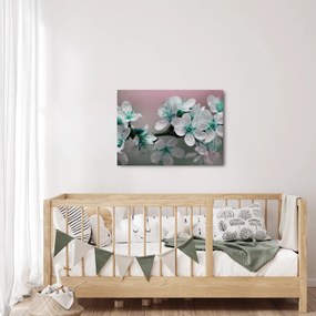Tablou cu floare - turcoaz (70x50 cm)