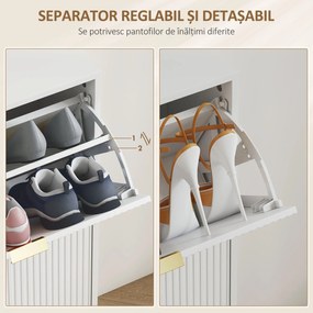 HOMCOM Dulap de pantofi pentru 20 de perechi de pantofi cu 4 sertare rabatabile Alb | Aosom Romania